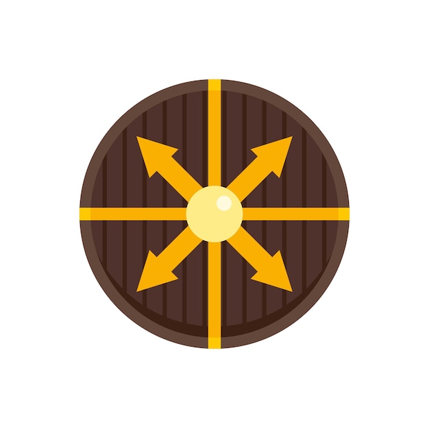 Icono de escudo redondo vikingo Ilustración plana del icono de vector de escudo redondo vikingo para diseño web