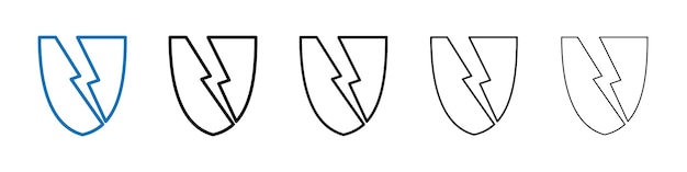Icono de escudo roto Logotipo vectorial de esquema para la aplicación web