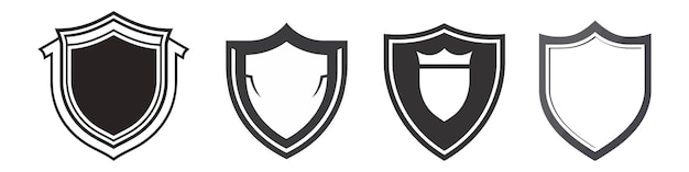 Icono de escudo vectorial Escudos heráldicos etiquetas negras de seguridad