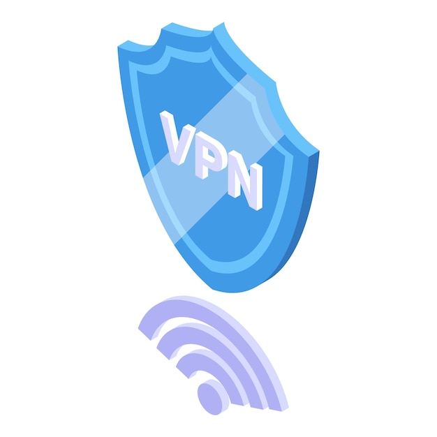 Icono de escudo vpn vector isométrico Red de servidores Web internet