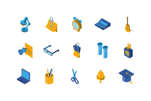 Icono de escuela aislada establece diseño vectorial