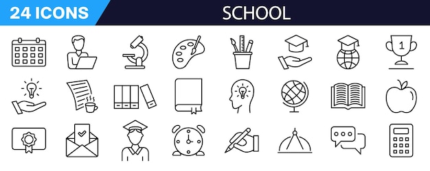 Ícono de la escuela Ícone de la educación Estilo lineal