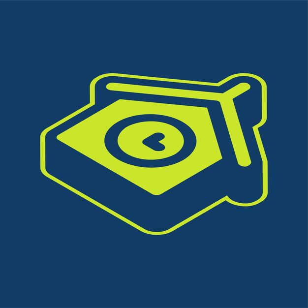 Icono de escuela retroisométrico verde con fondo editable