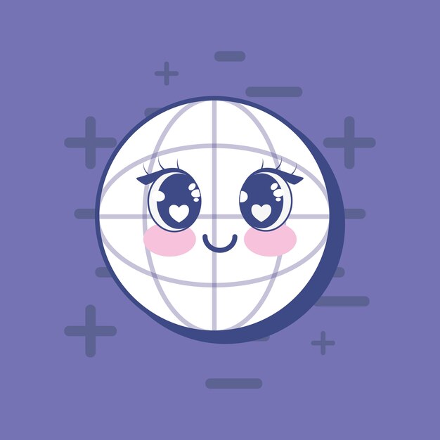 Vector icono de esfera global kawai