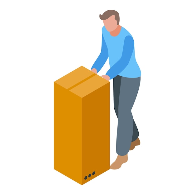 Icono de esfuerzo de caja de movimiento Isométrico del icono de vector de esfuerzo de caja de movimiento para diseño web aislado sobre fondo blanco