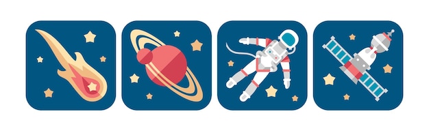 Icono del espacio y la galaxia como conjunto de vectores de descubrimiento del universo