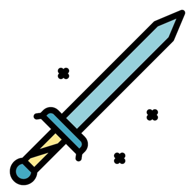 Icono de la espada de herrero Contorno de la espada del herrero Icono vectorial de color plano aislado
