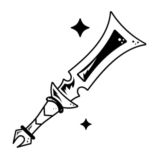 El icono de la espada mágica diseñado en estilo de contorno