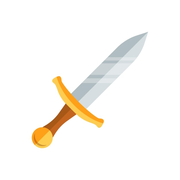Icono de espada medieval antigua en estilo plano Ilustración vectorial de armas en fondo aislado Silla de afeitar concepto de negocio