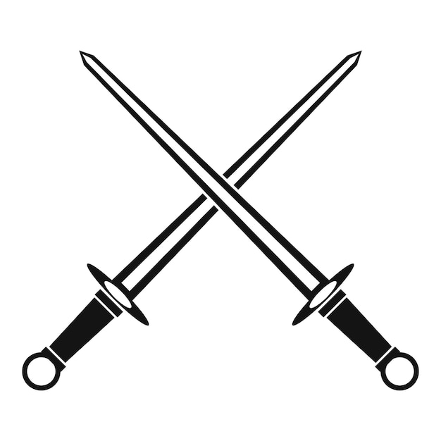 Icono de espadas en estilo simple en una ilustración vectorial de fondo blanco