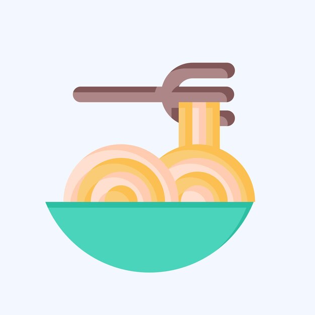 Icono espagueti relacionado con el diseño de estilo plano del símbolo del restaurante editable