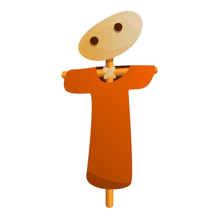 Vector icono de espantapájaros de granja caricatura de icono de vector de espantapájaros de granja para diseño web aislado sobre fondo blanco