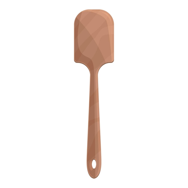 Icono de espátula de comida vector de dibujos animados cuchara de parrilla utensilio de madera