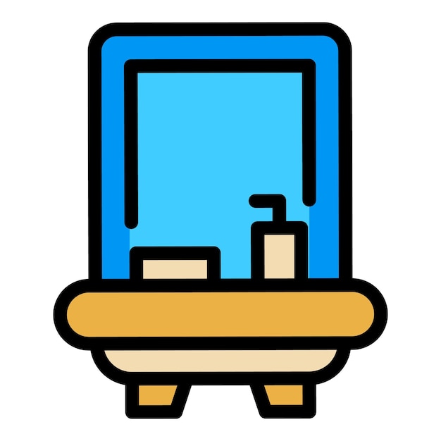 El icono del espejo de baño moderno Contorno del icono vectorial del espejo del baño moderno Color plano aislado