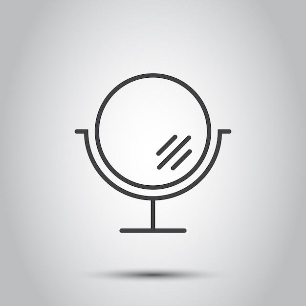 Icono de espejo en estilo plano Ilustración vectorial de vidrio de espejo de mano en fondo aislado Concepto de negocio de letreros de moda