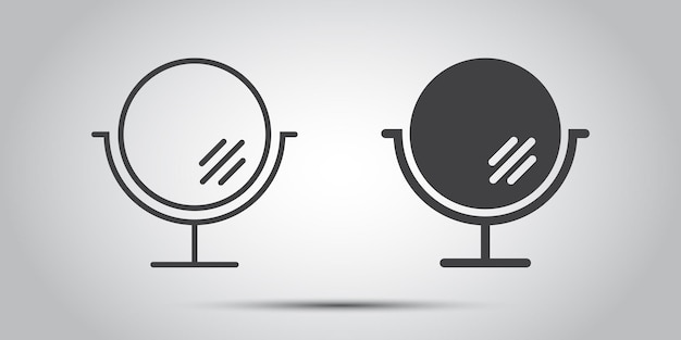 Icono de espejo en estilo plano Ilustración vectorial de vidrio de espejo de mano en fondo aislado Concepto de negocio de letreros de moda