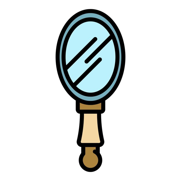 Icono de espejo de mano Contorno espejo de mano vector icono color plano aislado