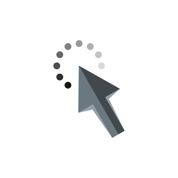 Icono de espera de flecha de cursor en estilo plano aislado sobre fondo blanco Símbolo de computadora e internet