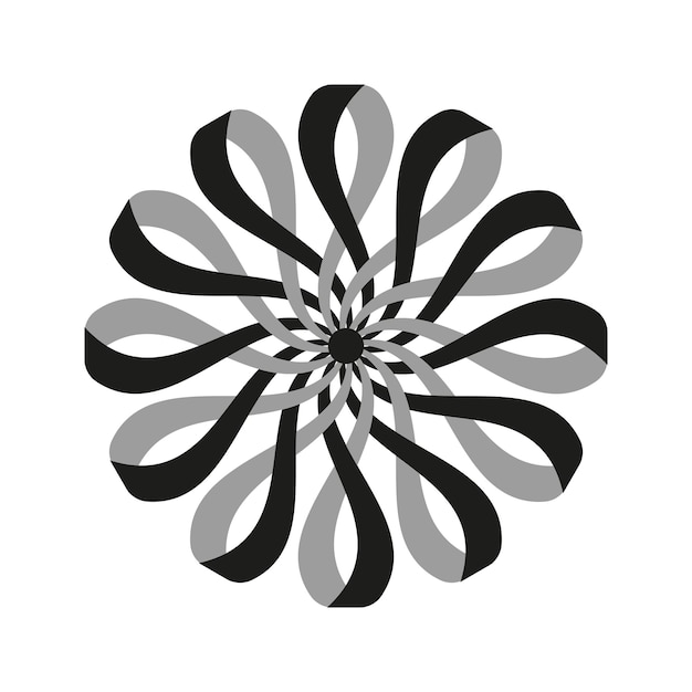 Icono de espiral monocromático Forma de cinta retorcida Patrón de hélice abstracto Diseño vectorial elegante