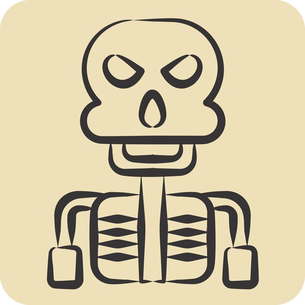 Icono Esqueleto relacionado con el símbolo de Halloween estilo dibujado a mano ilustración de diseño simple