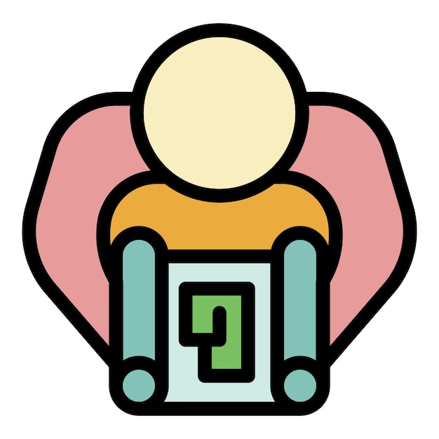 Icono del esquema del hombre y la casa Esbozo del esquema de la persona y la casa Icono vectorial de color plano aislado