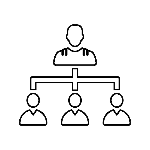 Ícono de esquema de la organización jerárquica de negocios Vector de arte de línea