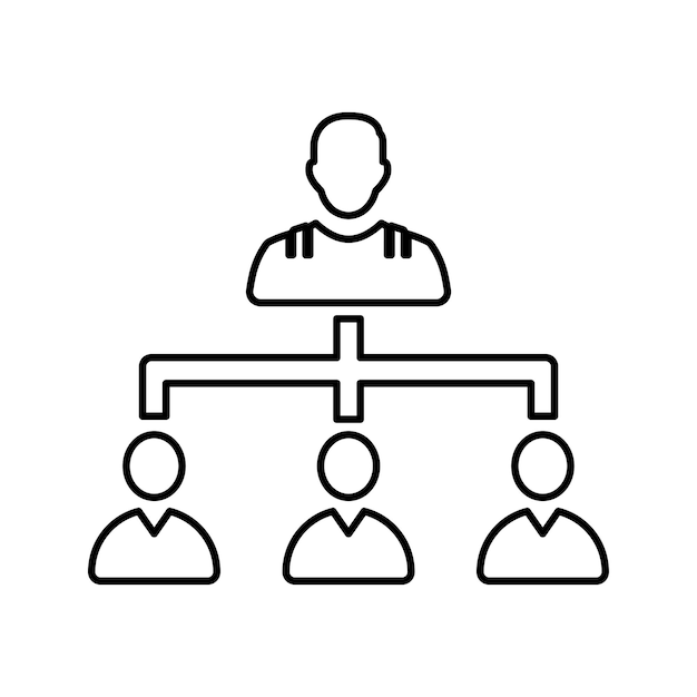 Vector Ícono de esquema de la organización jerárquica de negocios vector de arte de línea