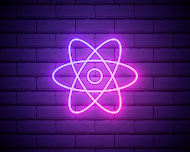 Icono de esquema de química atómica en elementos de estilo neón de educación ilustración línea icono signos símbolos se pueden utilizar para la aplicación móvil de logotipo web UI UX