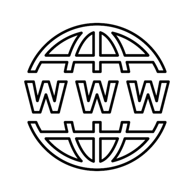 Vector el icono de esquema de la web de internet www