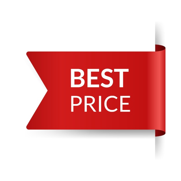 Icono de la esquina o de las cintas producto bandera roja precio etiqueta de compra promoción insignia de venta oferta especial