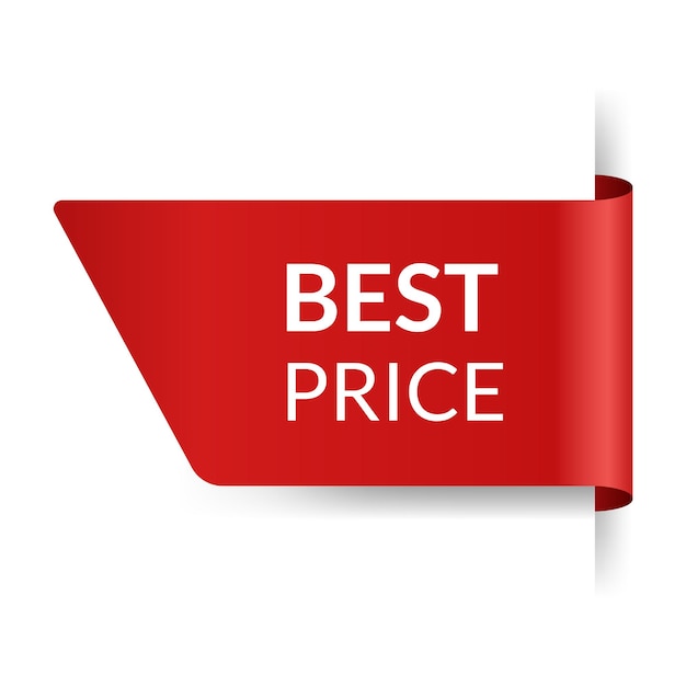 Icono de la esquina o de las cintas producto bandera roja precio etiqueta de compra promoción insignia de venta oferta especial