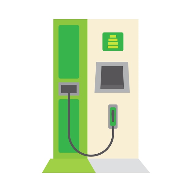 Icono de estación de carga de vehículos eléctricos Estación de carga eléctrica Ilustración vectorial Energía verde