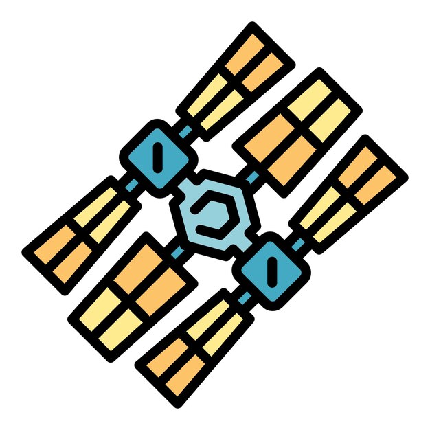 Icono de la estación espacial Contorno del icono vectorial de la estación Espacial Color plano aislado