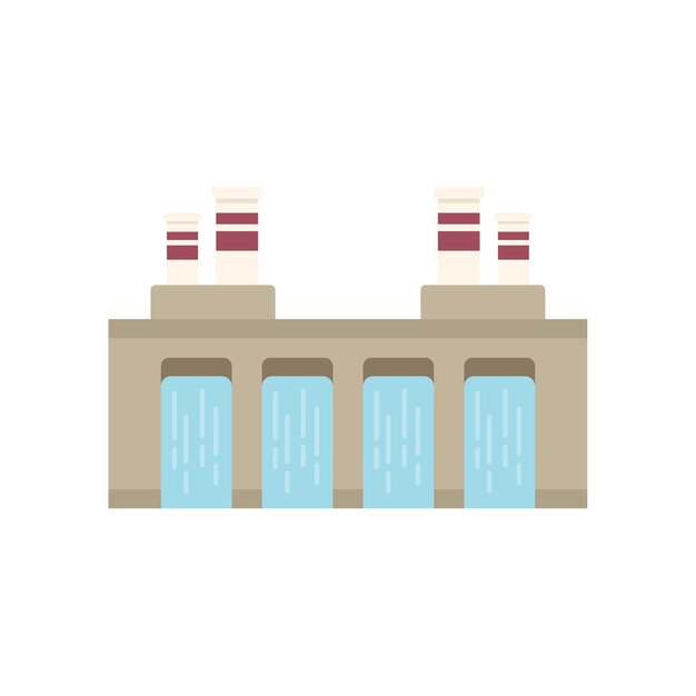Icono de estación hidroeléctrica vector plano energía energía planta hidroeléctrica
