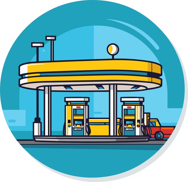Vector icono de estación de llenado de gas edificio de servicios relacionados con el transporte ilustración de vector de estación de gasolina y petróleo