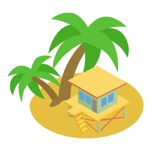 Icono de estación de salvavidas Ilustración isométrica del icono de vector de estación de salvavidas para web