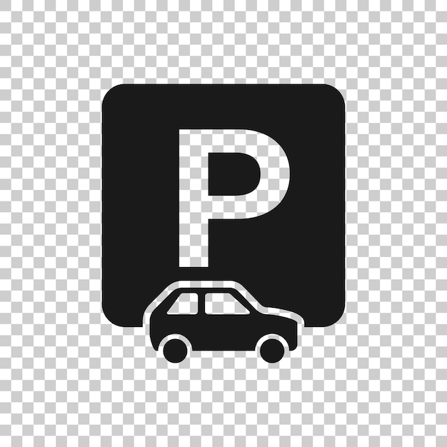 Icono de estacionamiento de automóviles en estilo plano Ilustración de vector de soporte automático sobre fondo blanco aislado Concepto de negocio Roadsign