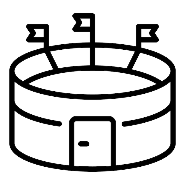 Icono del estadio de fútbol Icono de vector del estadio de fútbol de esquema para diseño web aislado sobre fondo blanco