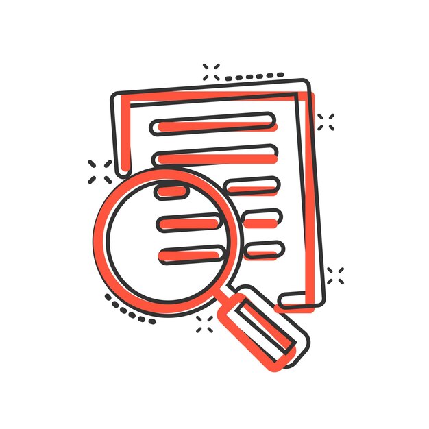 Icono de estado financiero en estilo cómico Resultado ilustración vectorial de dibujos animados sobre fondo blanco aislado Informe concepto de negocio de efecto de salpicadura