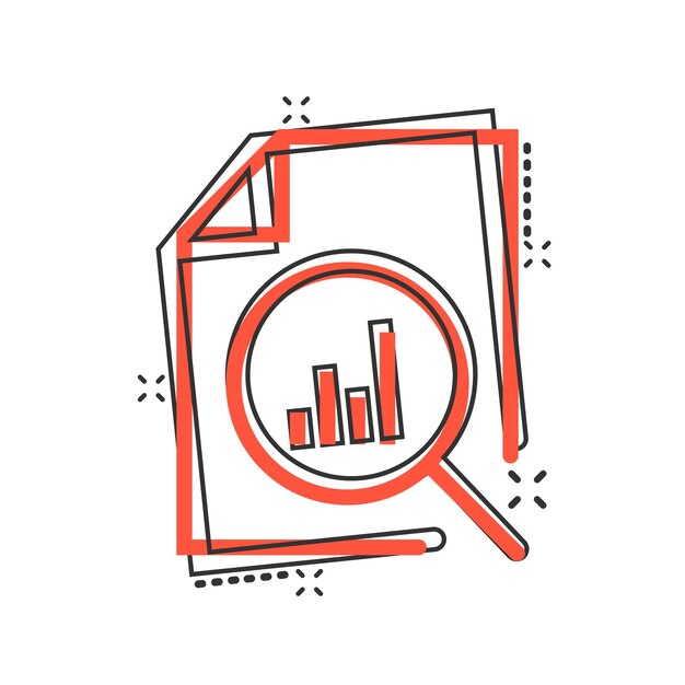 Icono de estado financiero en estilo cómico Resultado ilustración vectorial de dibujos animados sobre fondo blanco aislado Informe concepto de negocio de efecto de salpicadura