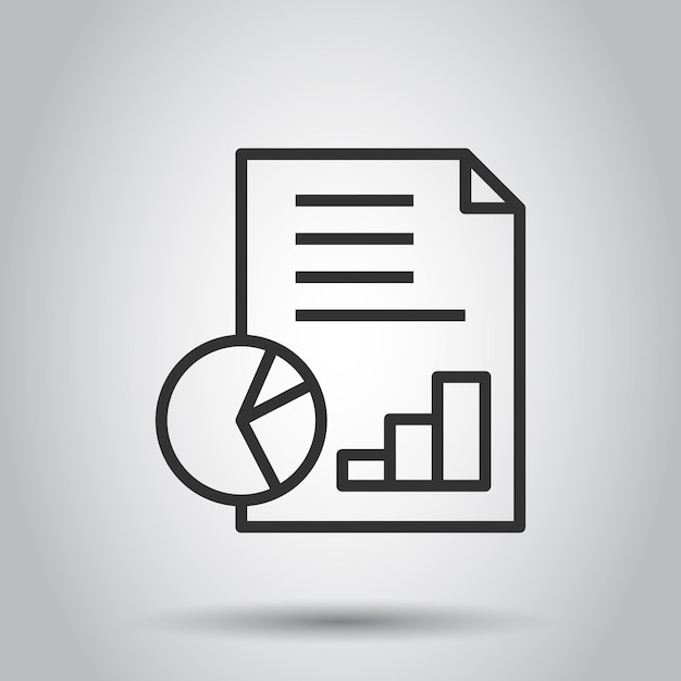 Icono de estado financiero en estilo plano Ilustración de vector de documento sobre fondo blanco aislado Informe concepto de negocio