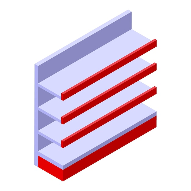 Icono de estante de supermercado vector isométrico Vitrina de la tienda