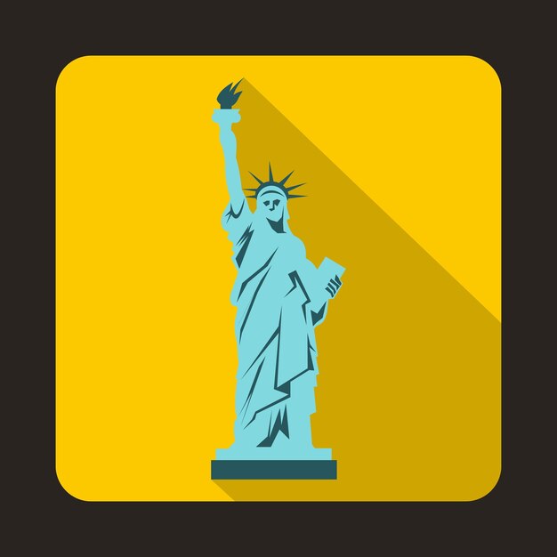 Icono de la estatua de la libertad en estilo plano con sombra larga Símbolo de referencia