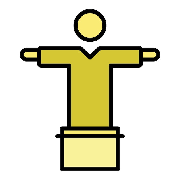 Icono de la estatua de Río Jesús Contorno del icono de vector de la estatua de Río Jesús color plano aislado
