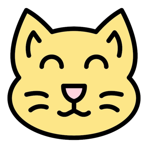 El icono de la estatuilla del gato feliz Contorno del icono vectorial de la estatuella del gato feliz Color plano aislado