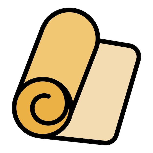 Icono de estera de yoga Contorno estera de yoga vector icono color plano aislado