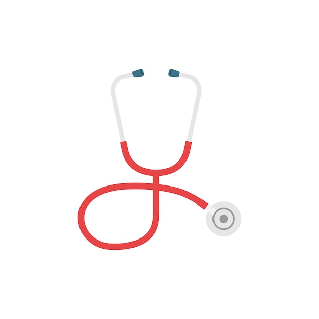 Icono de estetoscopio en estilo plano Ilustración de vector de diagnóstico de corazón sobre fondo aislado Concepto de negocio de signo de medicina