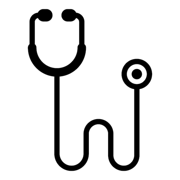 Icono de estetoscopio Icono de vector de estetoscopio de esquema para diseño web aislado sobre fondo blanco