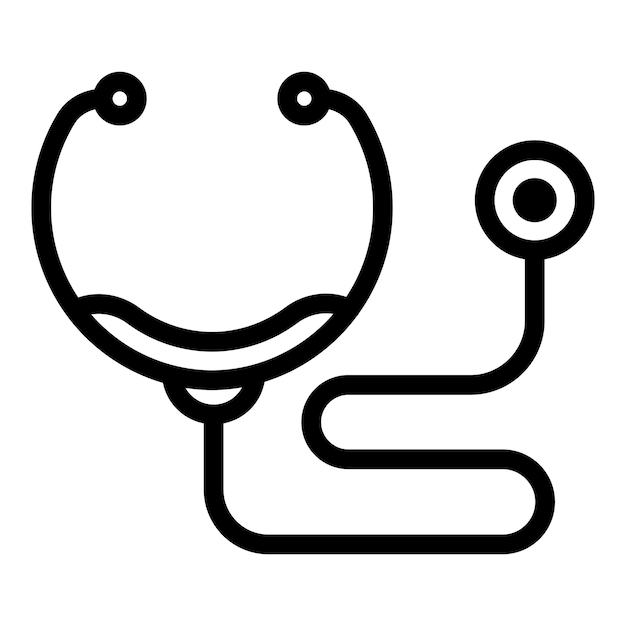 Icono de estetoscopio Icono de vector de estetoscopio de esquema para diseño web aislado sobre fondo blanco