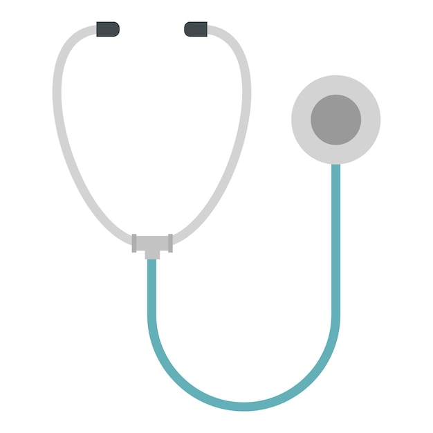 Icono de estetoscopio médico en estilo plano aislado en fondo blanco Ilustración vectorial de símbolo de medicina